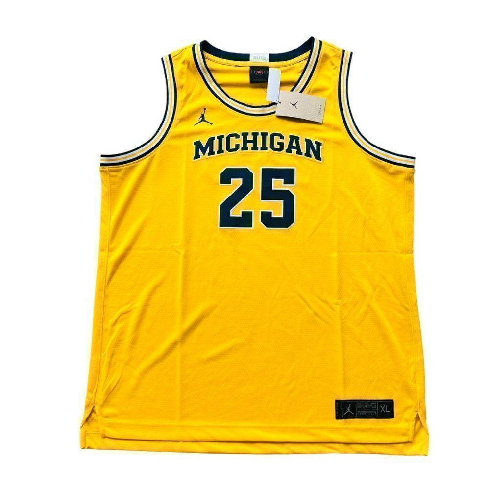 Jordan Michigan Wolverines #25 Basketball Jersey Yellow/Navy CN2889-728 Men's XL